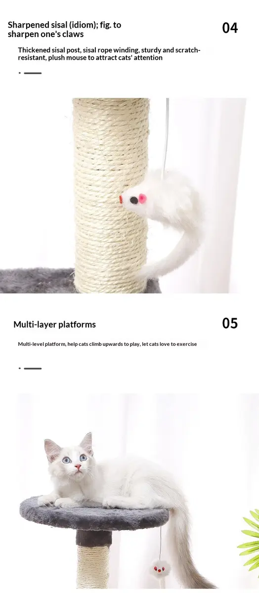 Sisal post and hanging mouse details