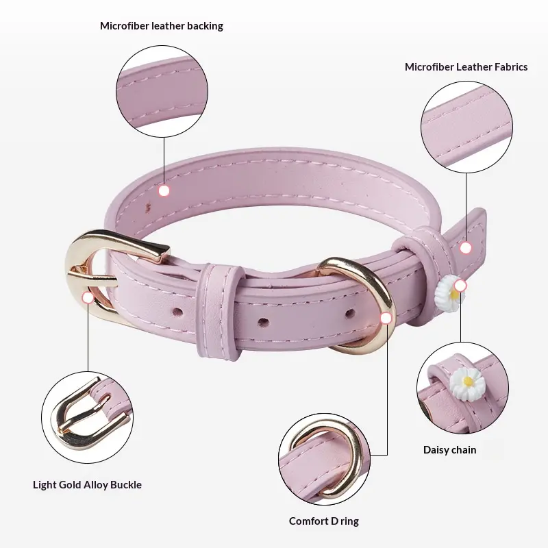 Daisy collar material and hardware details