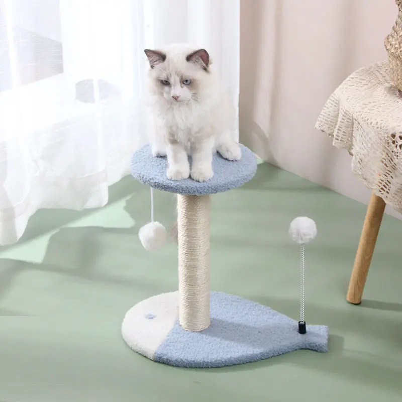 Fish-base cat scratching post with cat