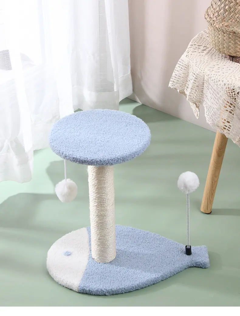 Blue fish-base scratching post