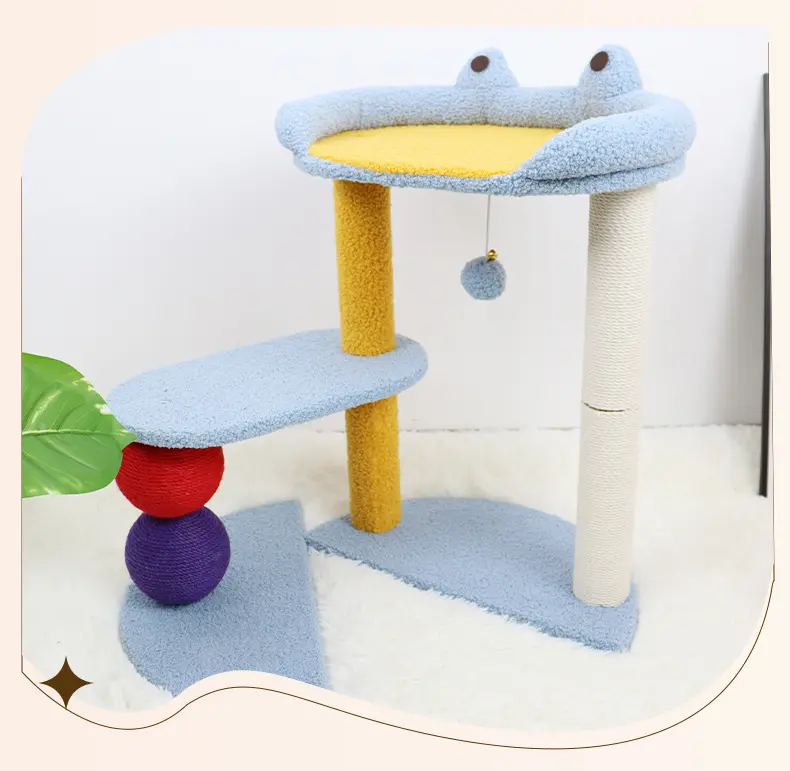 Blue and yellow frog perch activity cat tree