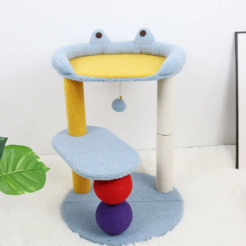 Frog perch cat tree on white background