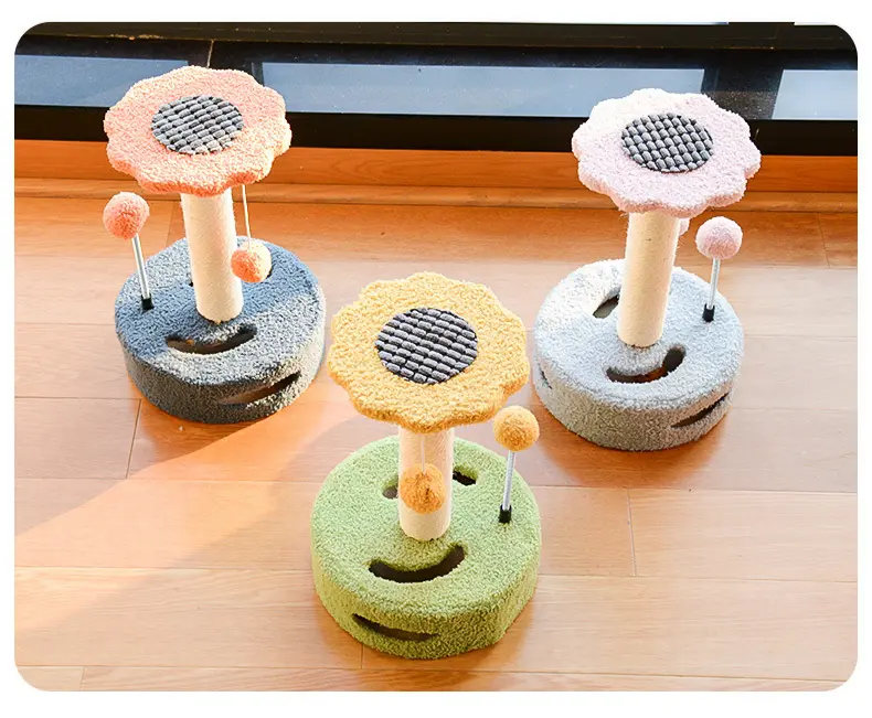 Interactive flower scratching post color options