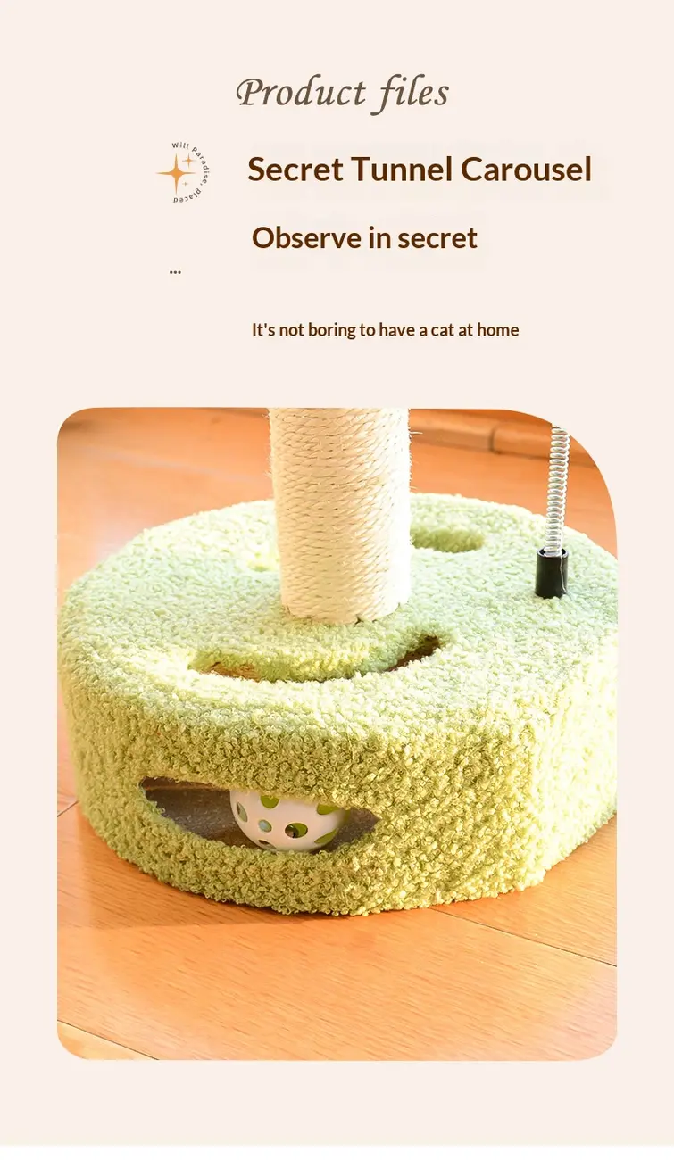 Hidden rolling-ball tunnel in the cat scratching base