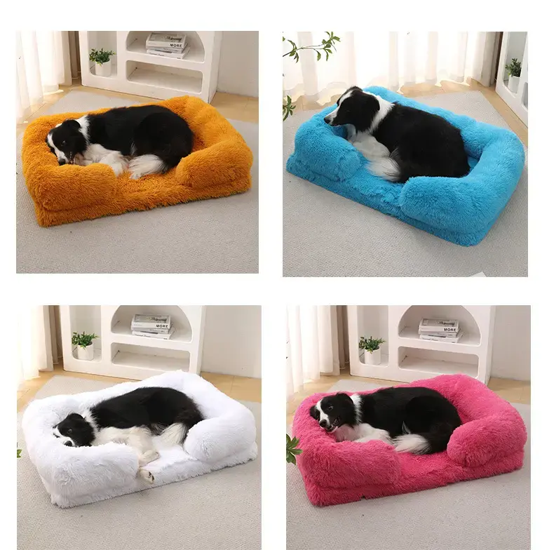 Shag orthopedic pet bed color options