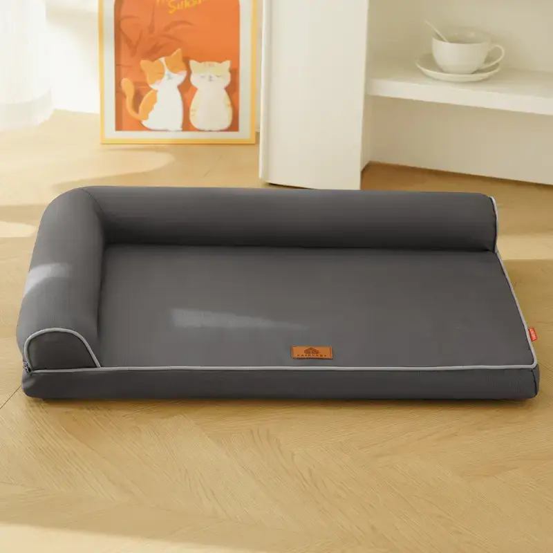 Grey Oxford corner sofa pet bed