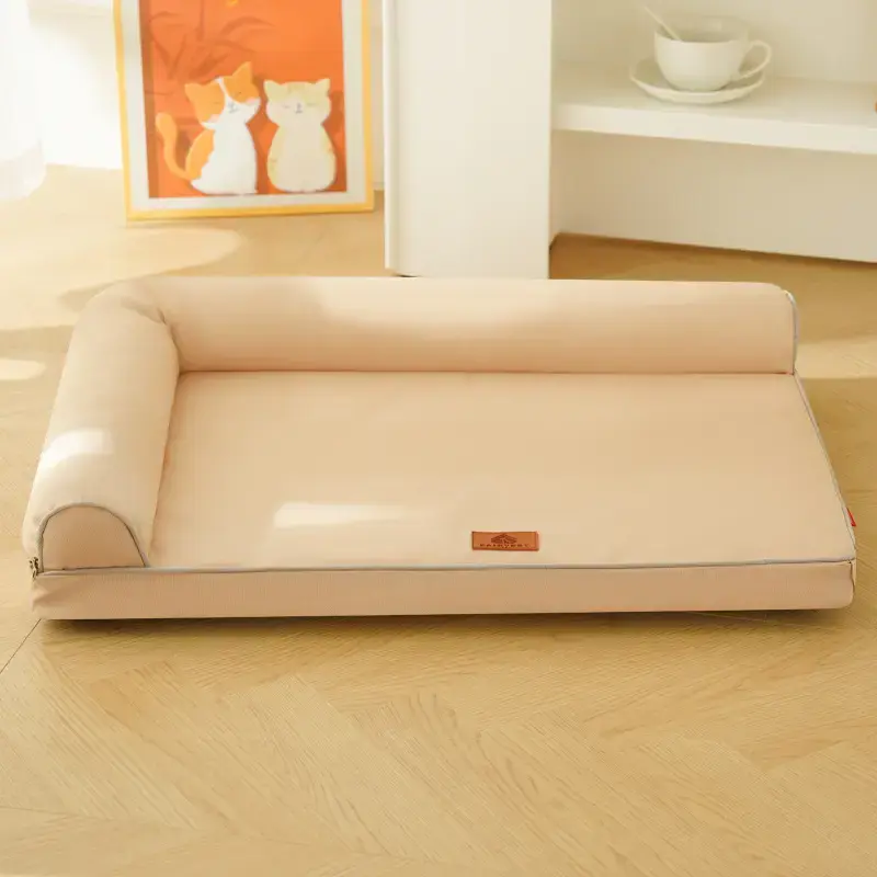 Khaki Oxford corner sofa pet bed