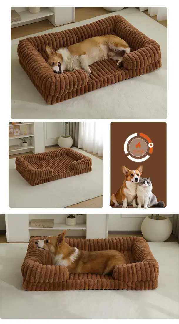 Brown rectangular sofa pet bed gallery