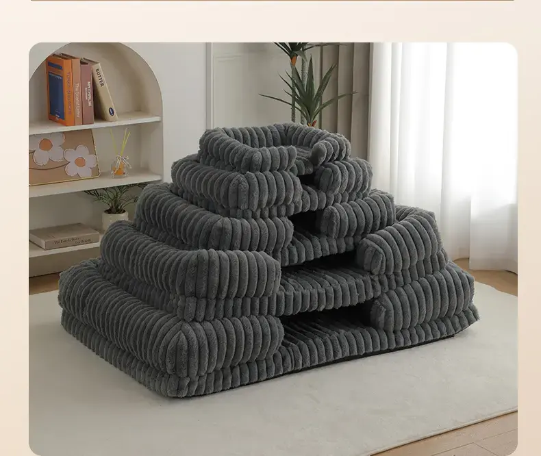Ribbed rectangular pet bed size range
