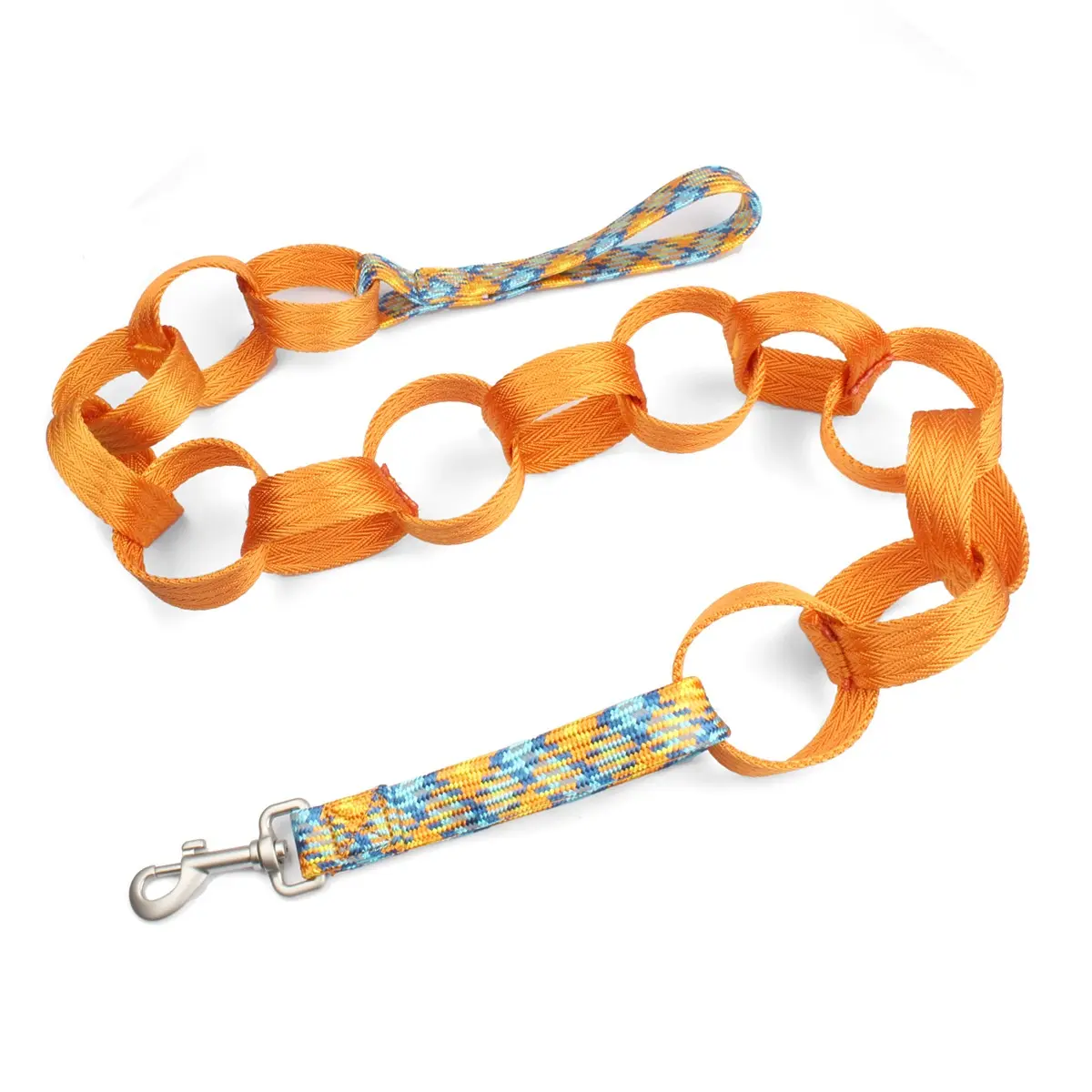 Orange soft ring-chain dog leash