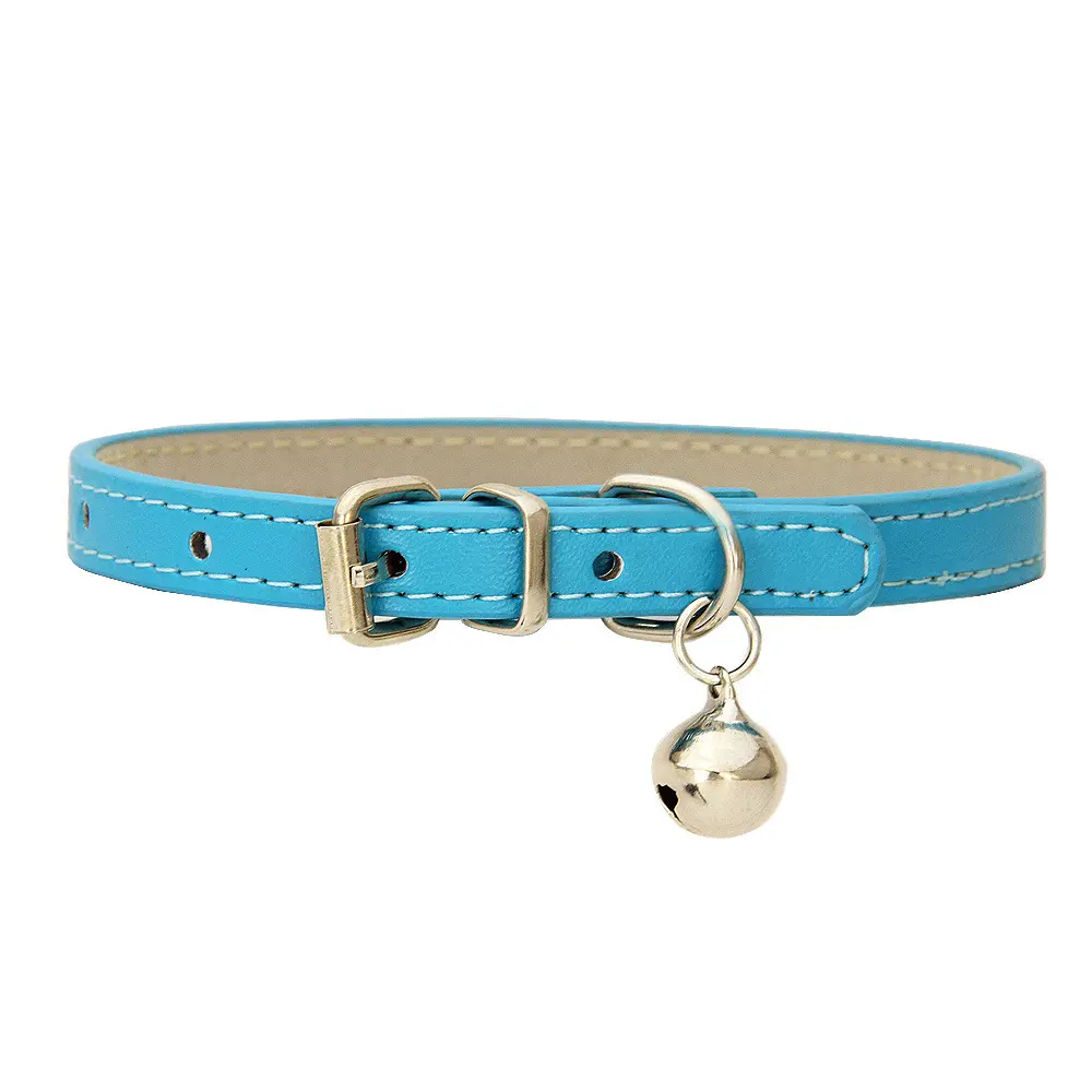Aqua-blue PU bell collar