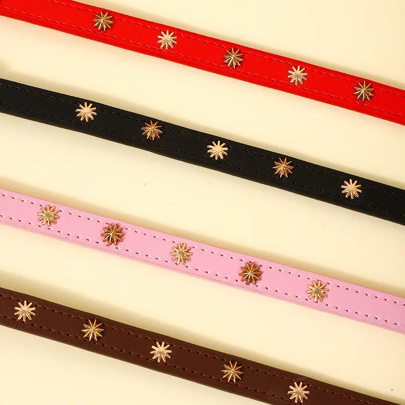 Gold-tone starburst rivet details